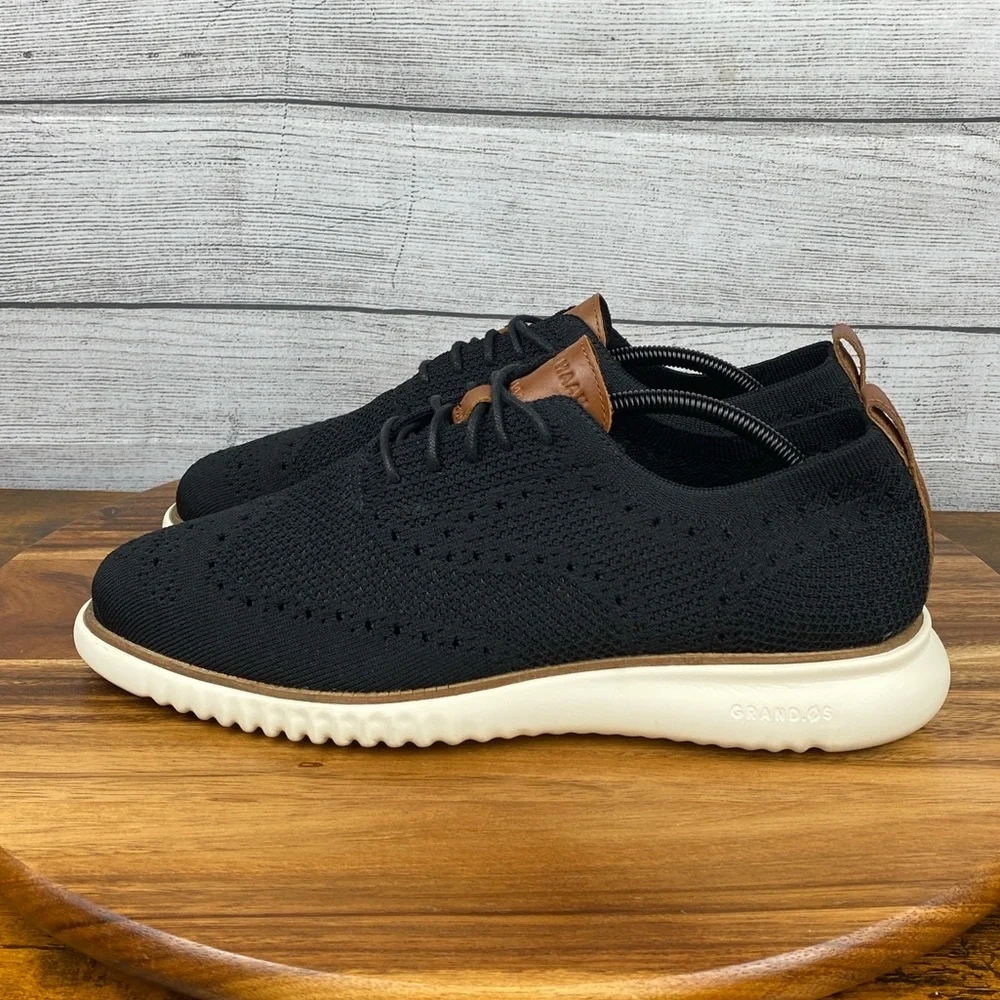 Cole Haan 2.ZEROGRAND Stitchlite Black Knit Wingtip Oxford C27568 Mens Size 10.5